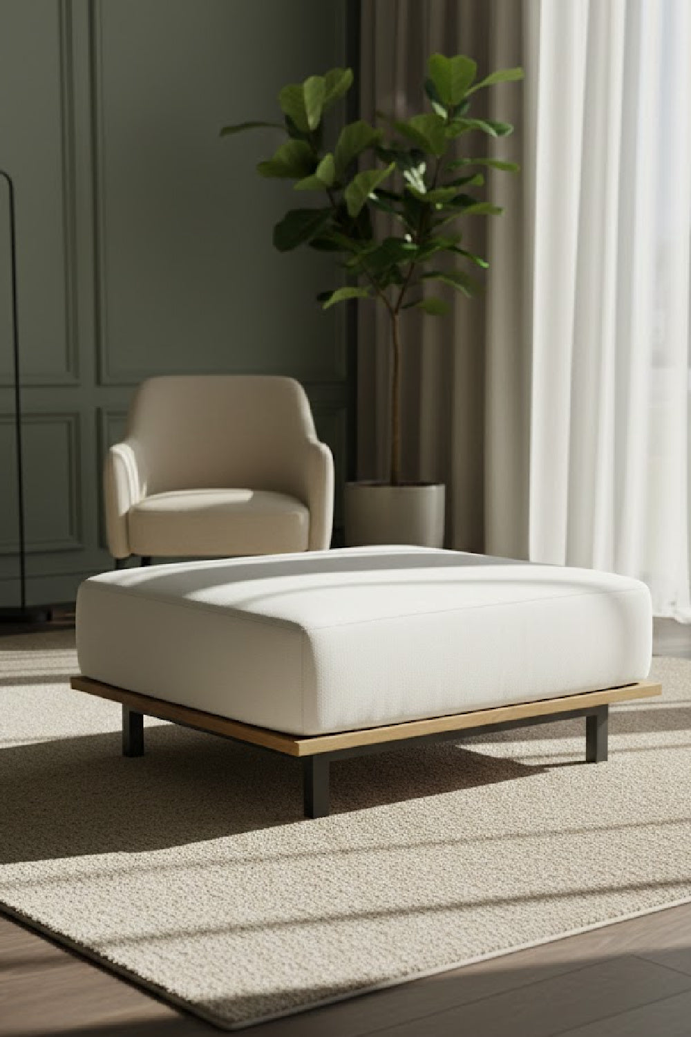 Modern European furniture - Wood Base Upholstered Ottoman - www.oroa.com | Oroa.com