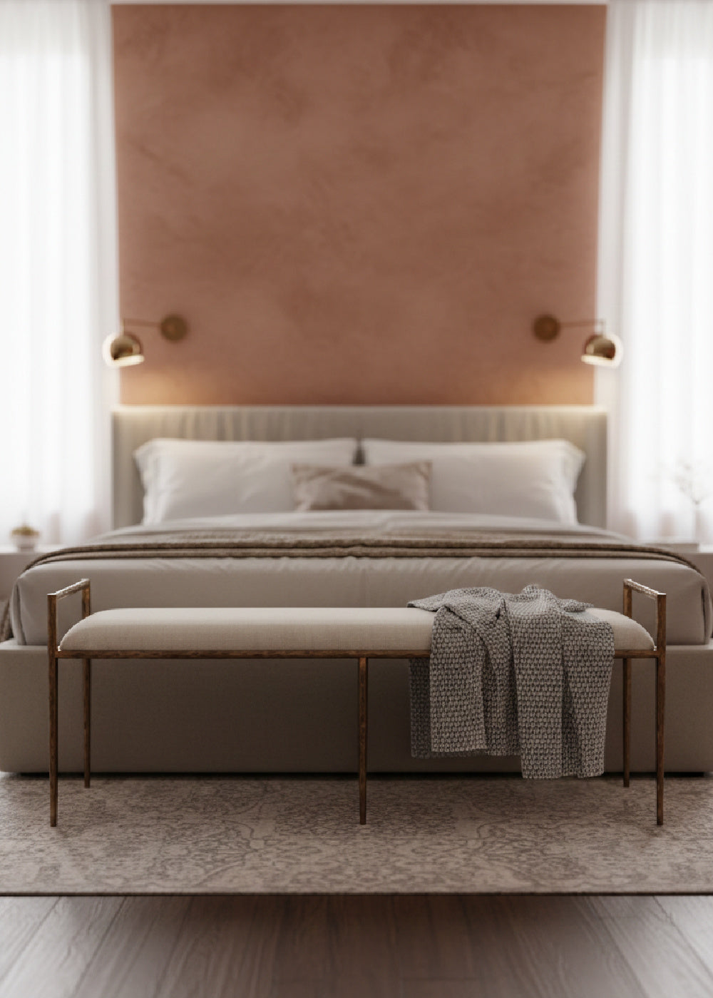 Modern European furniture - Gold Framed White Bench - www.oroa.com | Oroa.com