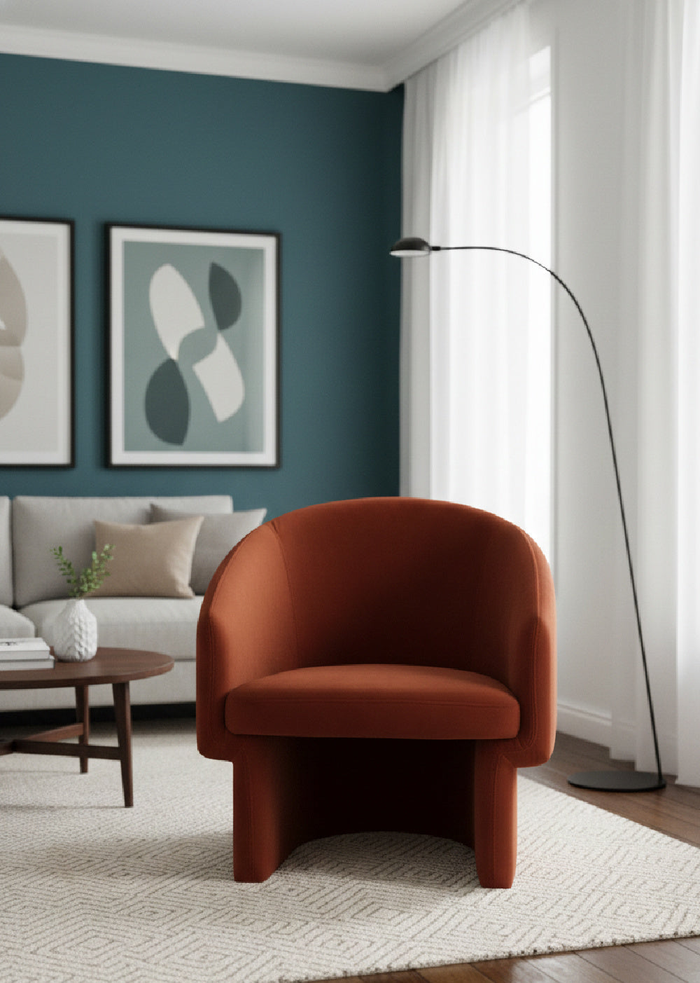 Modern European furniture - Barrel-Back Orange Lounge Chair - www.oroa.com | Oroa.com