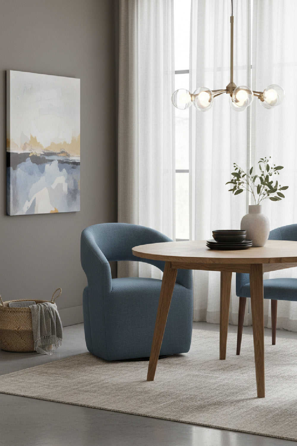 Modern European furniture - Blue Wheeled Dining Armchair - www.oroa.com | Oroa.com