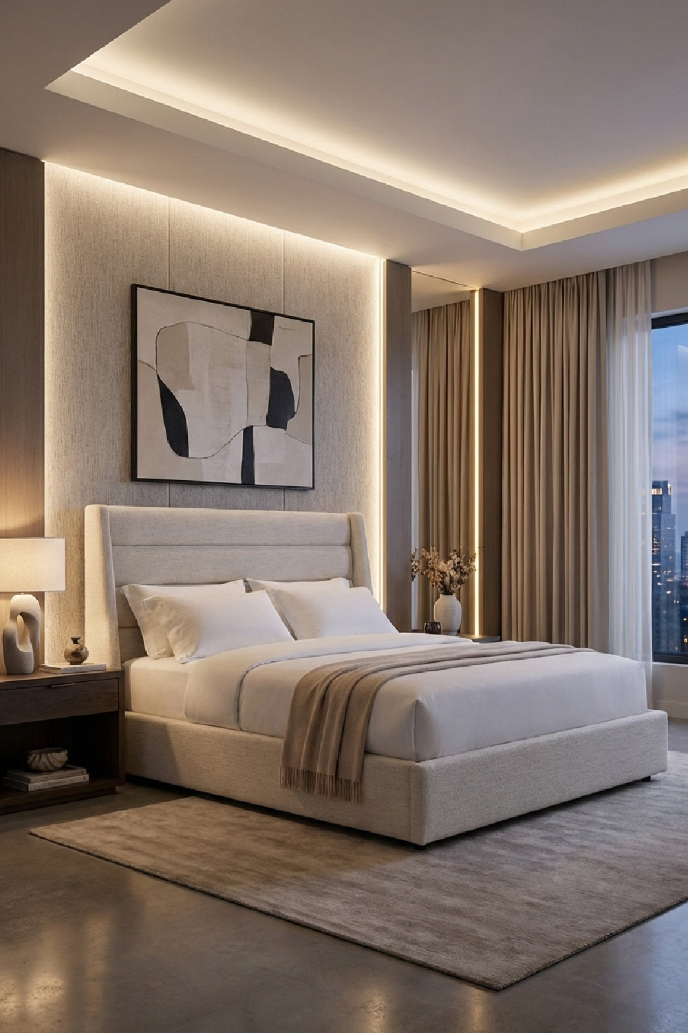 Modern European furniture - White Vertical-Tufted Queen Bed - www.oroa.com | Oroa.com