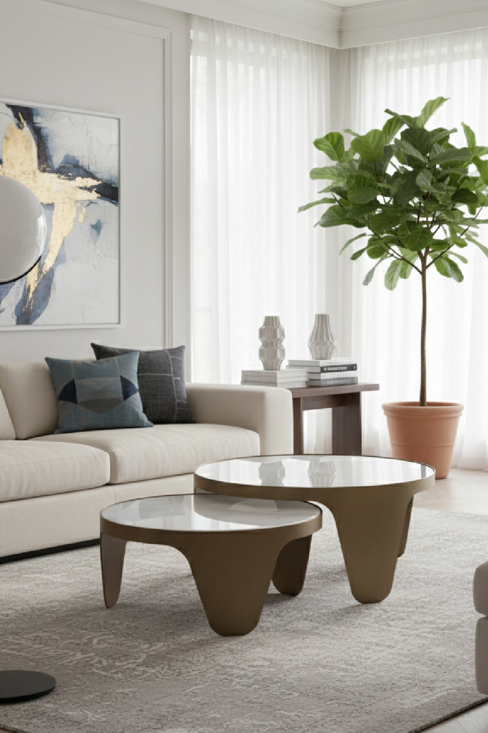 Modern European furniture - Gold Framed Nesting Coffee Tables (2) - www.oroa.com | Oroa.com