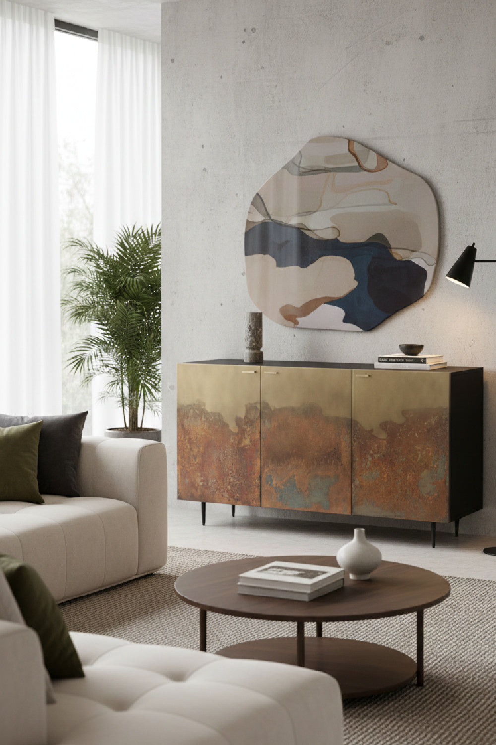 Modern European furniture - Ombre Antique Brass 3-Door Sideboard - www.oroa.com | Oroa.com