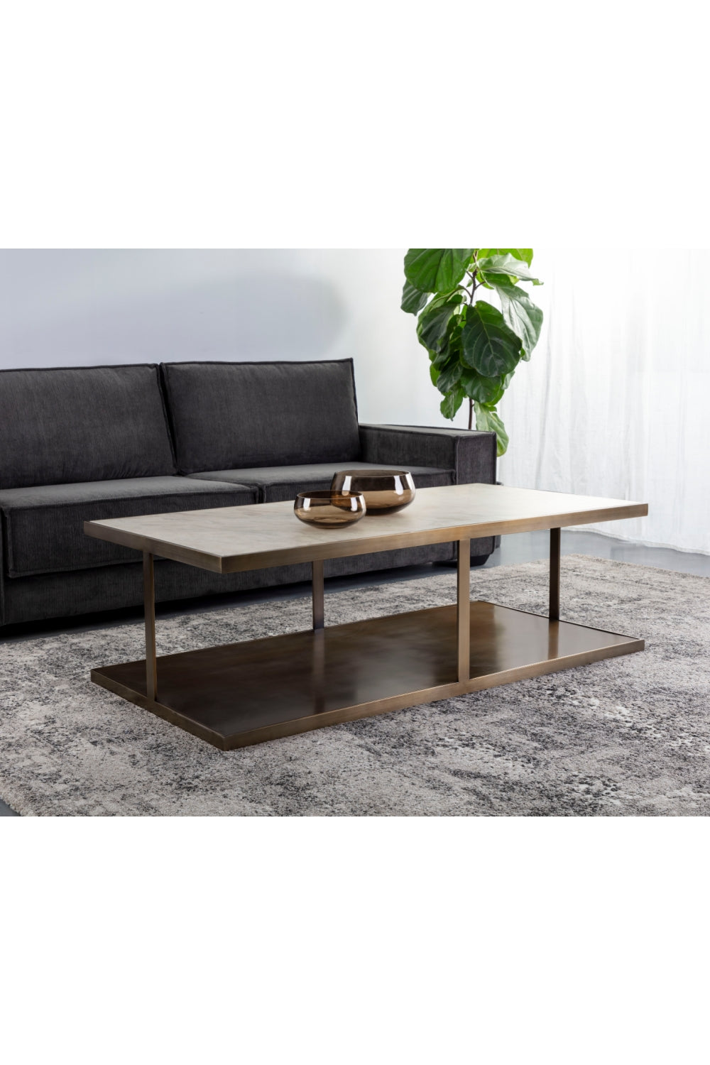 Beige Marble Rectangular Coffee Table | Oroa.com