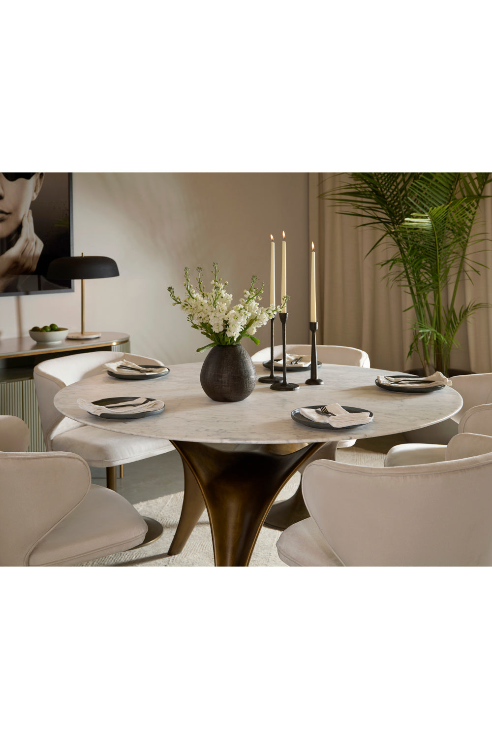Modern European furniture - White Marble Round Dining Table - www.oroa.com | Oroa.com