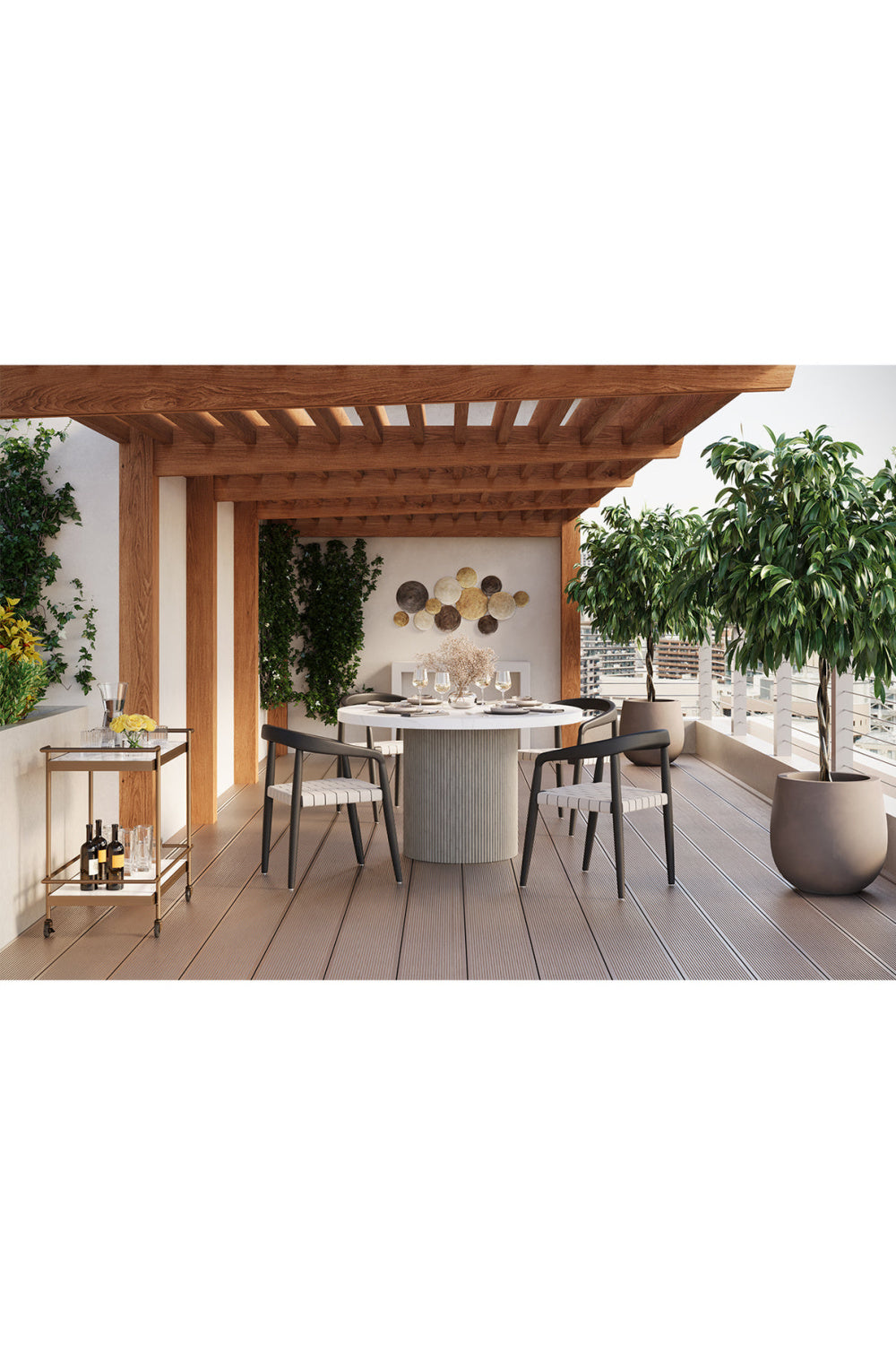 Modern European furniture - Round Marble-Look Indoor/Outdoor Dining Table - www.oroa.com | Oroa.com