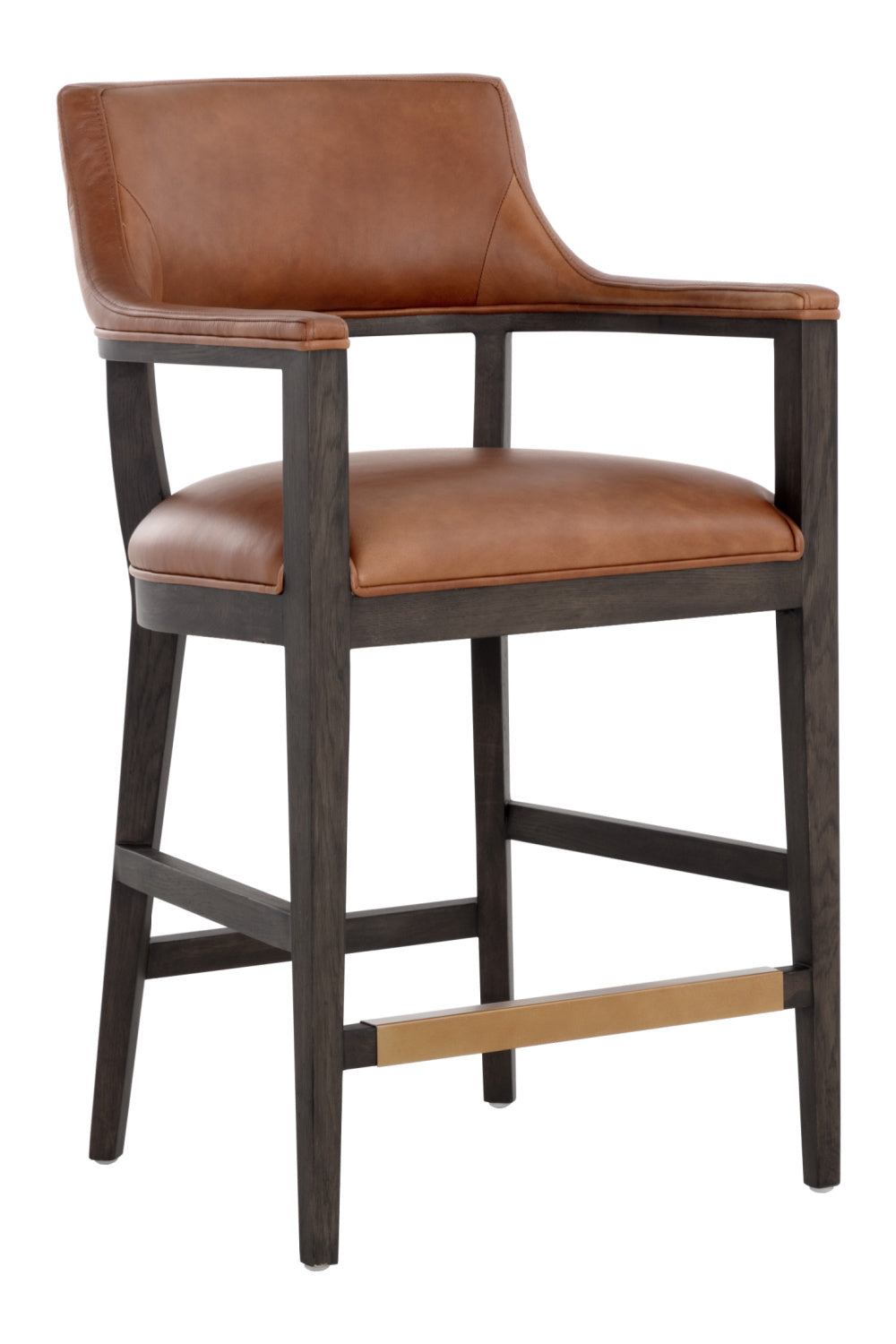 Modern European furniture - Brown Leather Counter Stool - www.oroa.com | Oroa.com