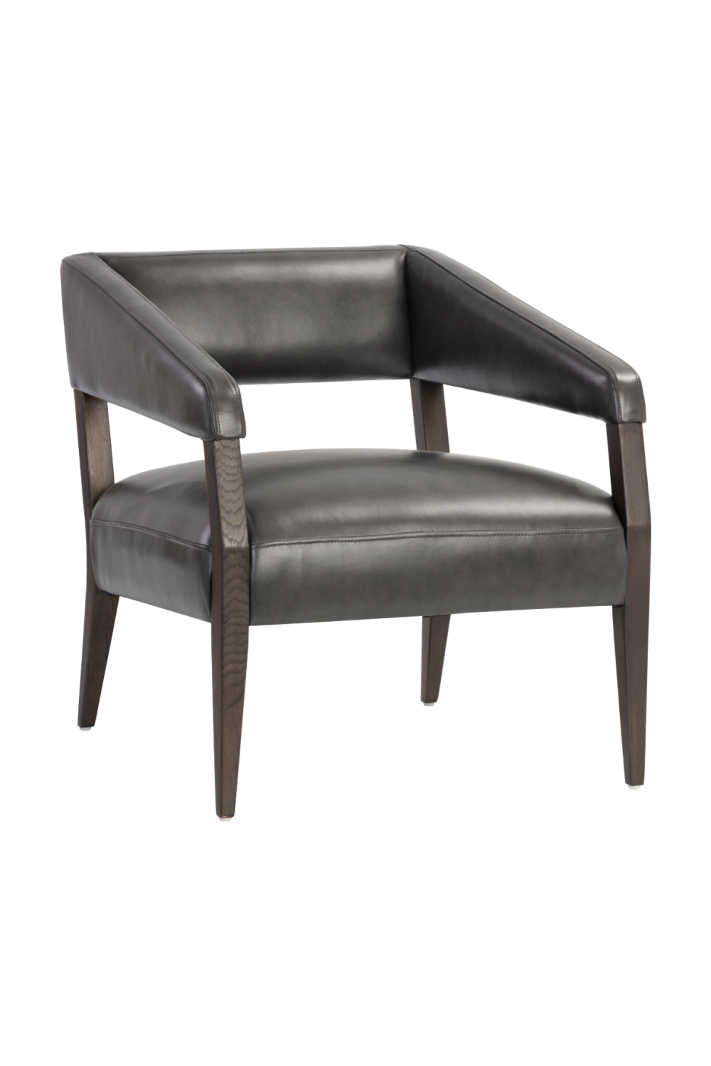 Modern European furniture - Brown Oak Leather Lounge Chair - www.oroa.com | Oroa.com
