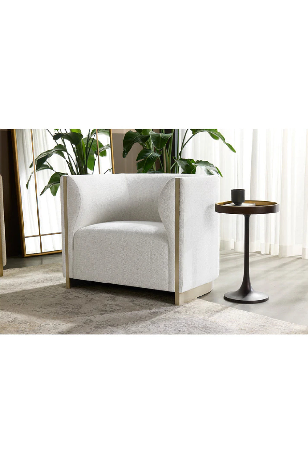 Modern European furniture - Gold Inlay Curved Lounge Chair - www.oroa.com | Oroa.com