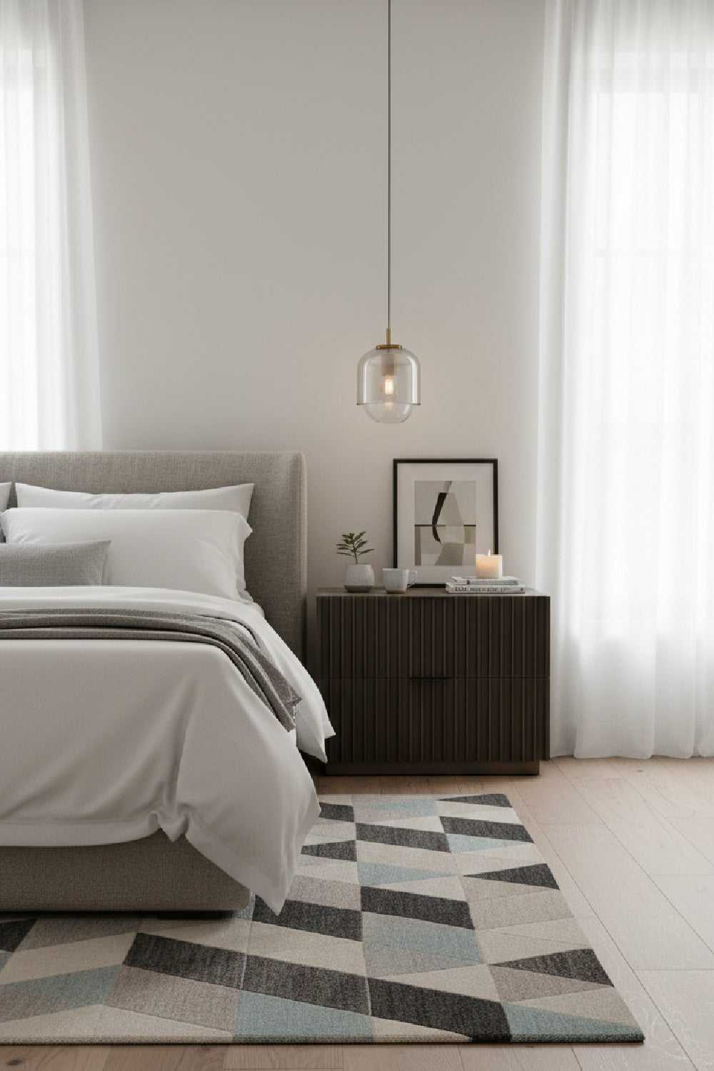 Modern European furniture - Taupe Fluted Wooden 2-Drawer Nightstand - www.oroa.com | Oroa.com