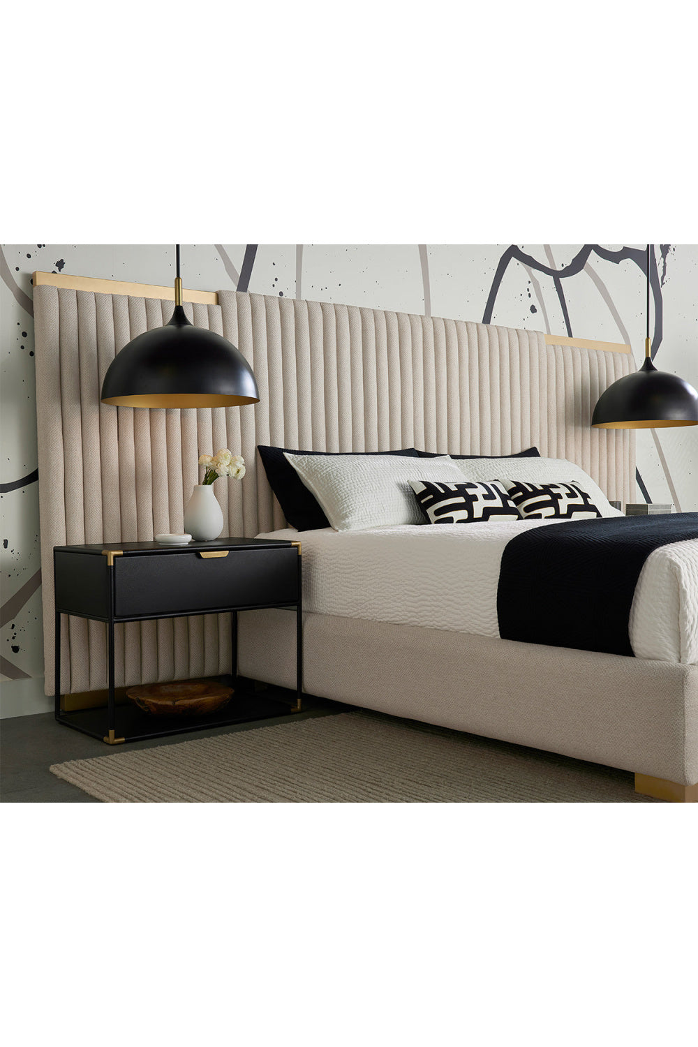 Modern European furniture - Minimalist Black & Brass Nightstand - www.oroa.com | Oroa.com