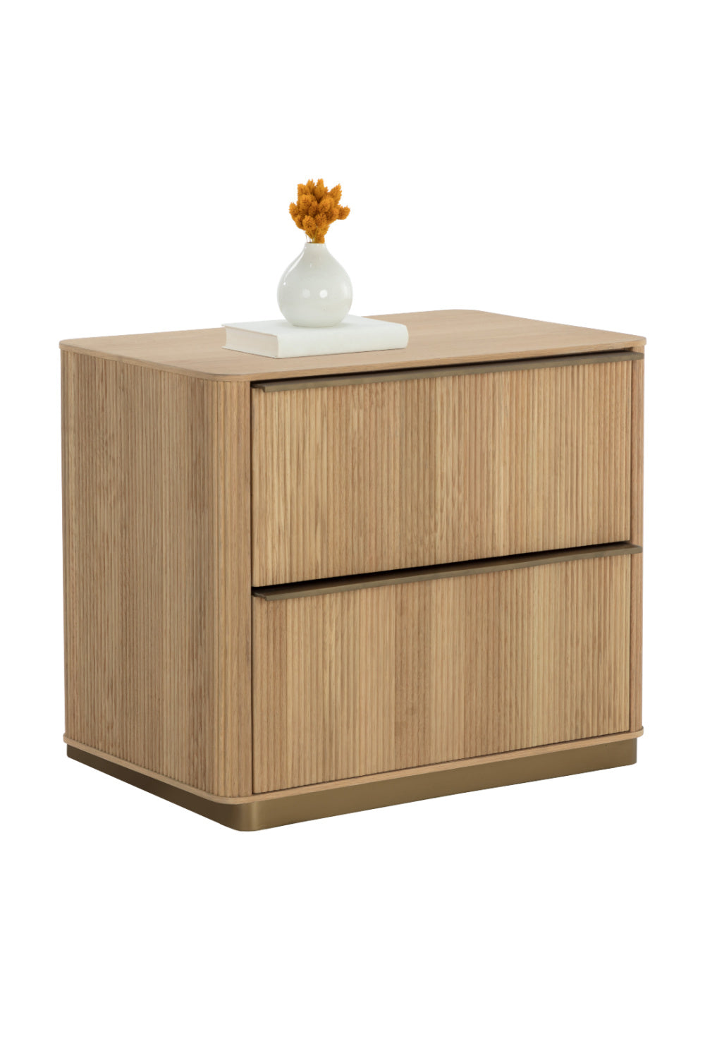 Modern European furniture - Reeded Oak 2-Drawer Nightstand - www.oroa.com | Oroa.com