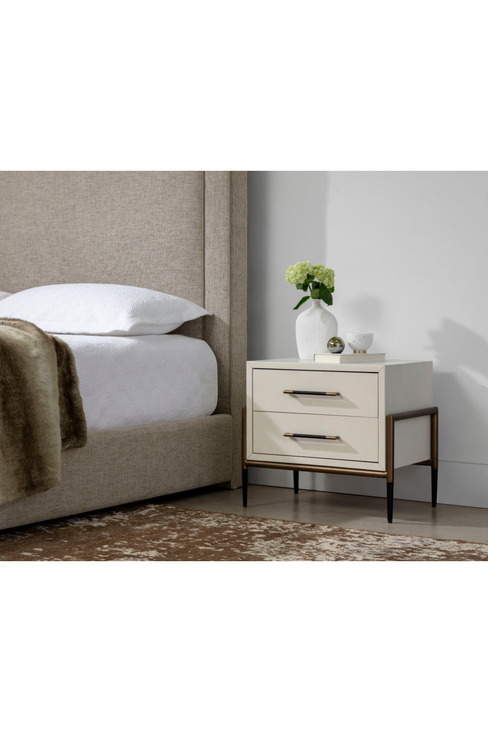 Modern European furniture - Acacia Veneer 2-Drawer Nightstand - www.oroa.com | Oroa.com