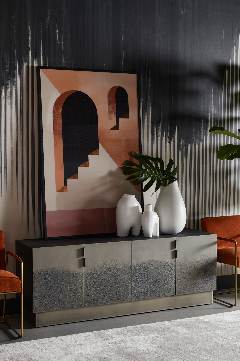 Modern European furniture - Antique Silver 4-Door Sideboard - www.oroa.com | Oroa.com