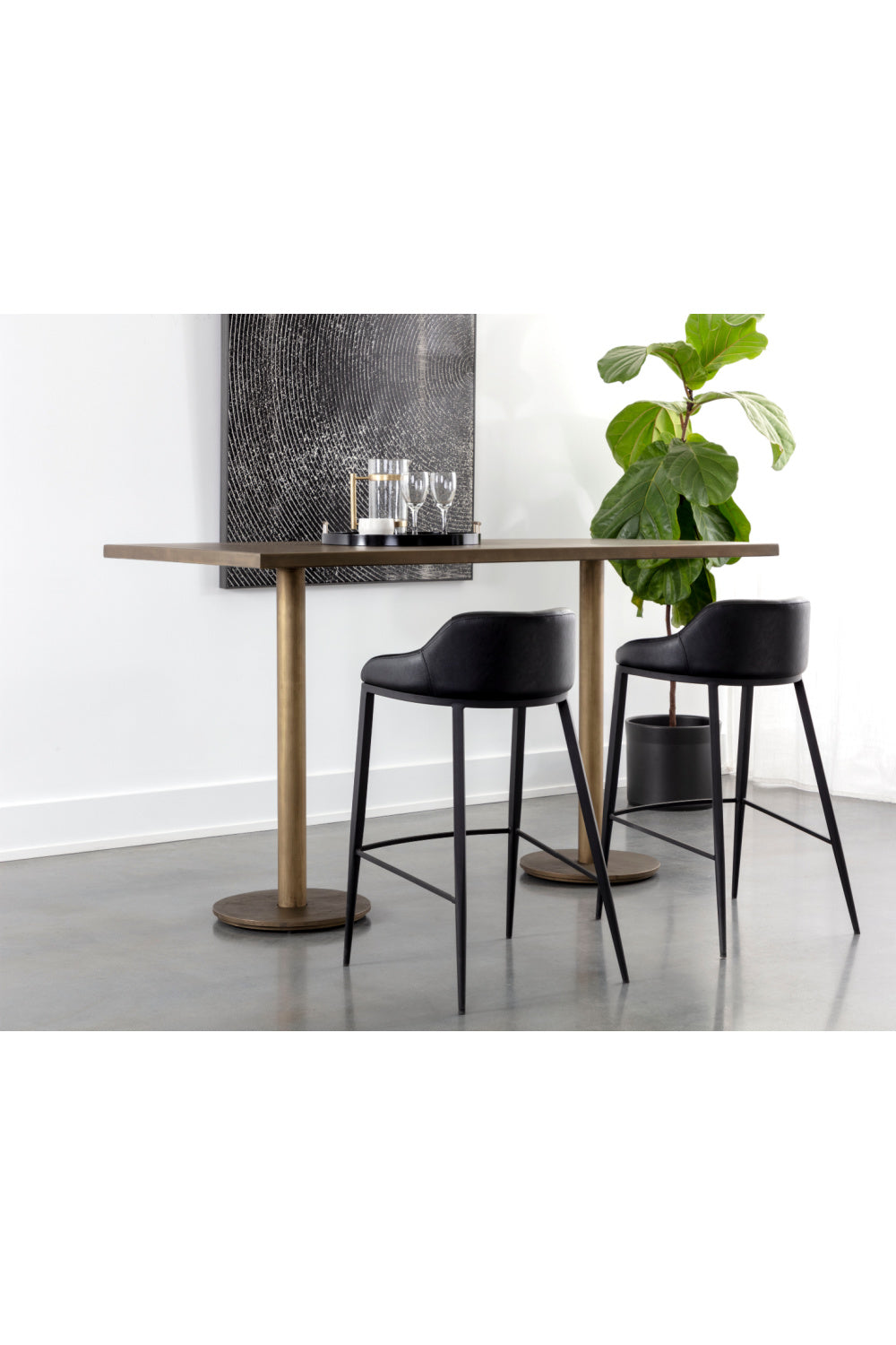 Modern European furniture - Antique Brass Rectangular Bar Table - www.oroa.com | Oroa.com