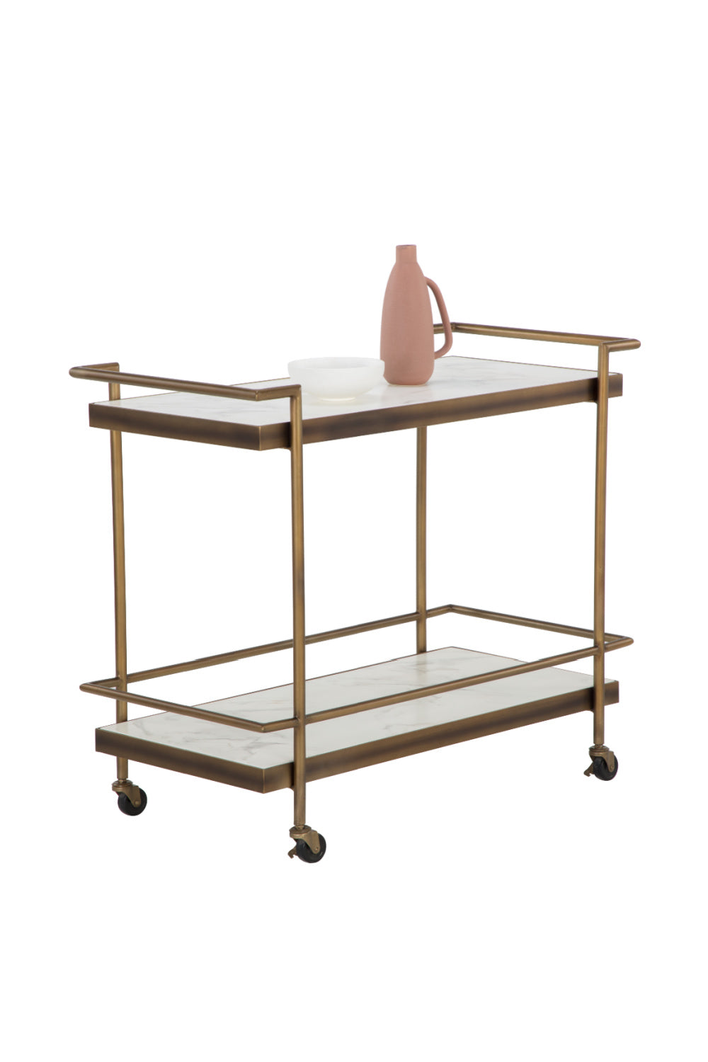 Modern European furniture - White Marble Look Bar Cart - www.oroa.com | Oroa.com