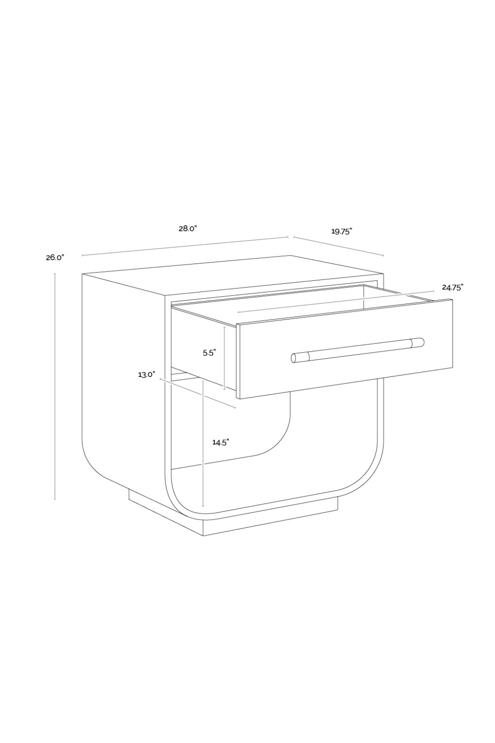 Modern European furniture - Modern Oak Curved Nightstand - www.oroa.com | Oroa.com