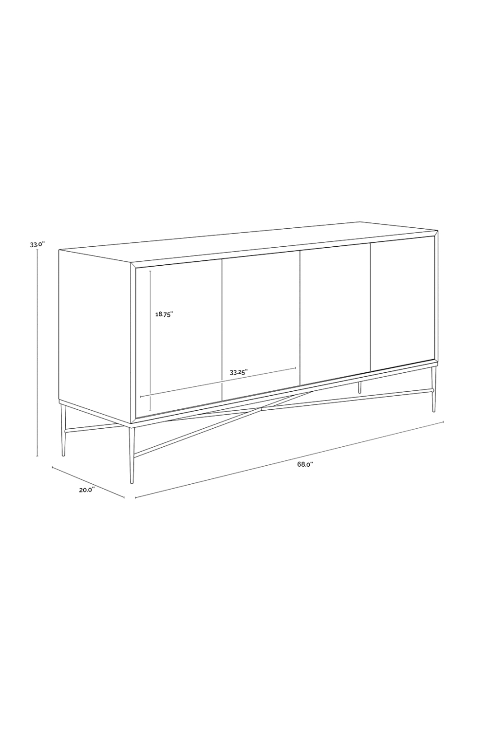 Modern European furniture - Gold 4-Door Sideboard - www.oroa.com | Oroa.com