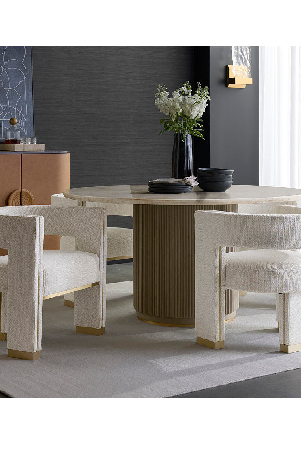 Modern European furniture - Taupe Leather Look Dining Table - www.oroa.com | Oroa.com