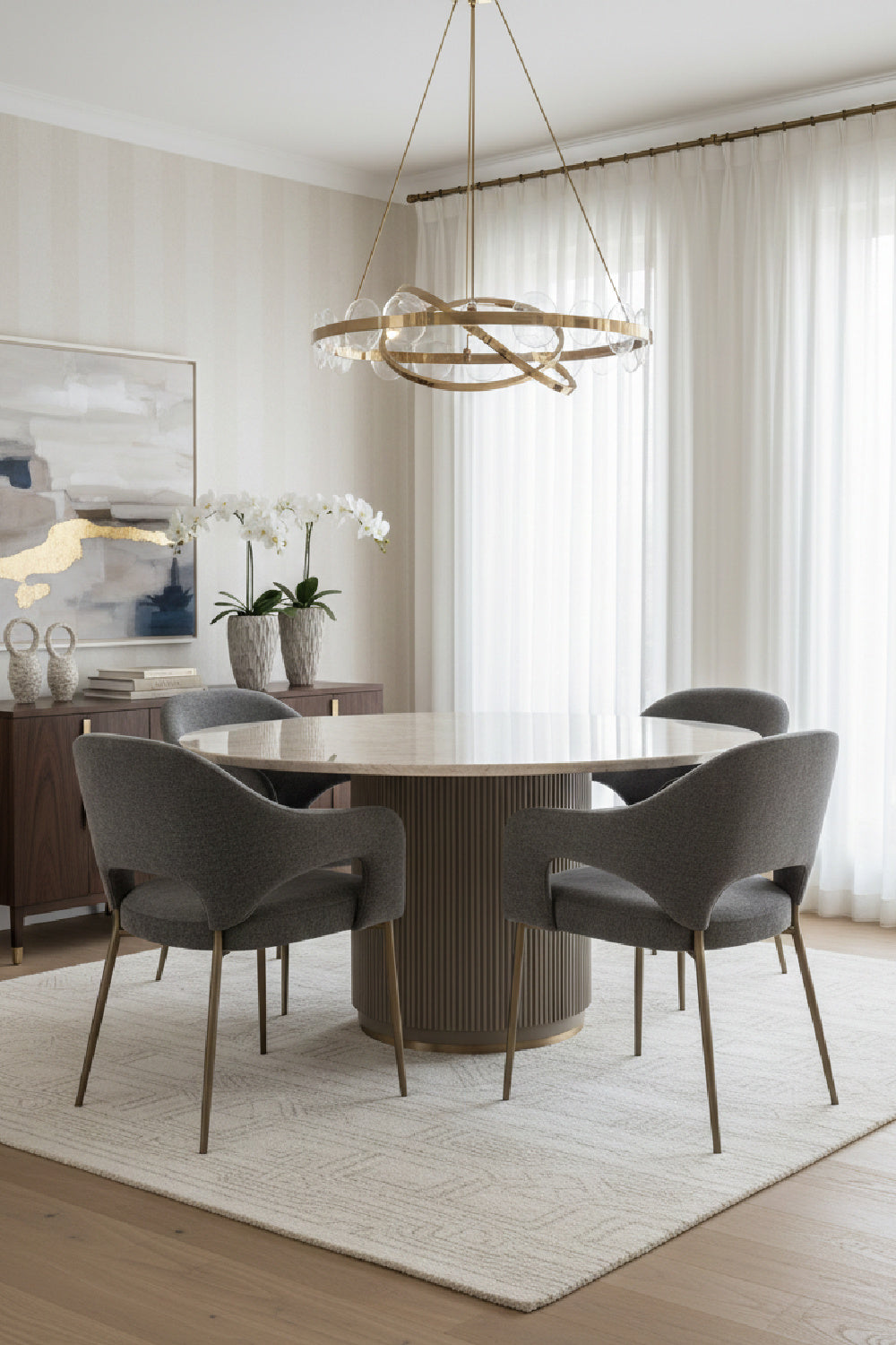 Modern European furniture - Taupe Leather Look Dining Table - www.oroa.com | Oroa.com