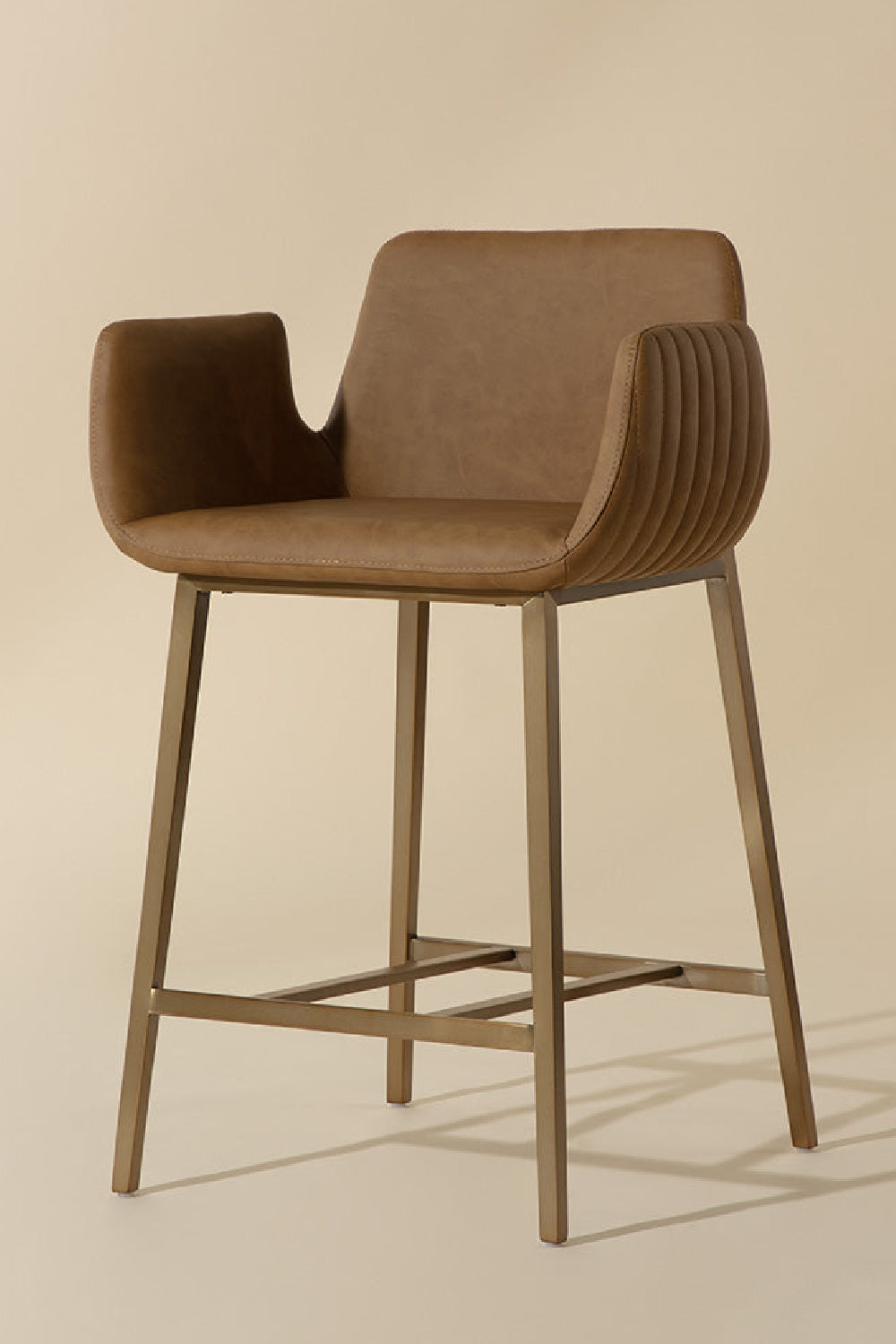 Modern European furniture - Leather-Look Channeled Arm Counter Stool - www.oroa.com | Oroa.com