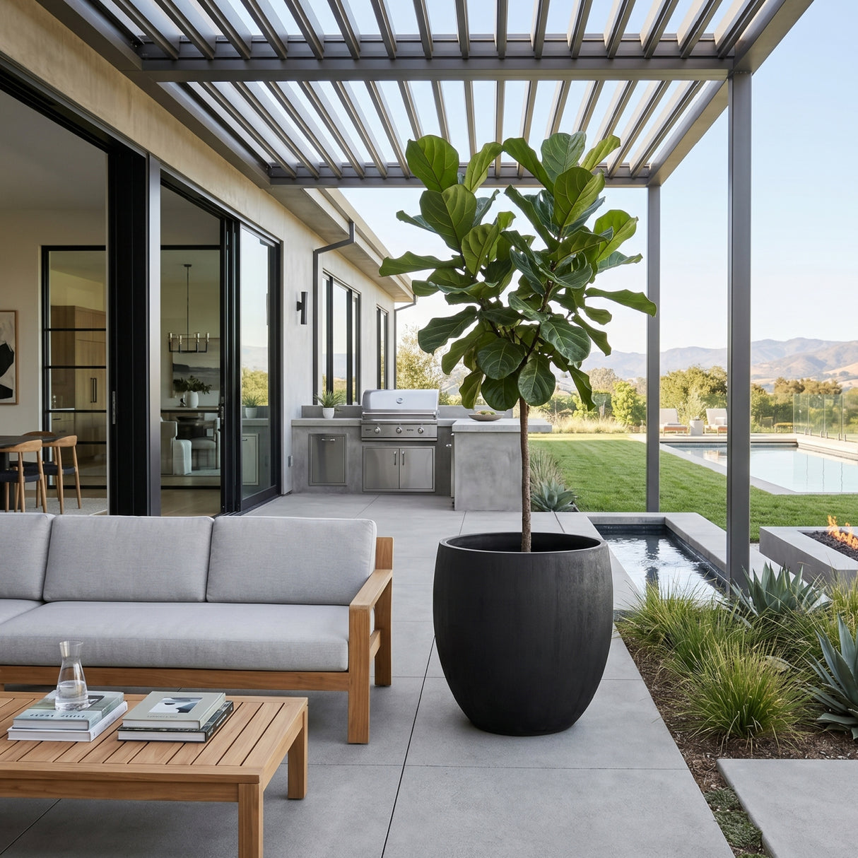 Black Concrete Indoor/Outdoor Planter | Oroa.com