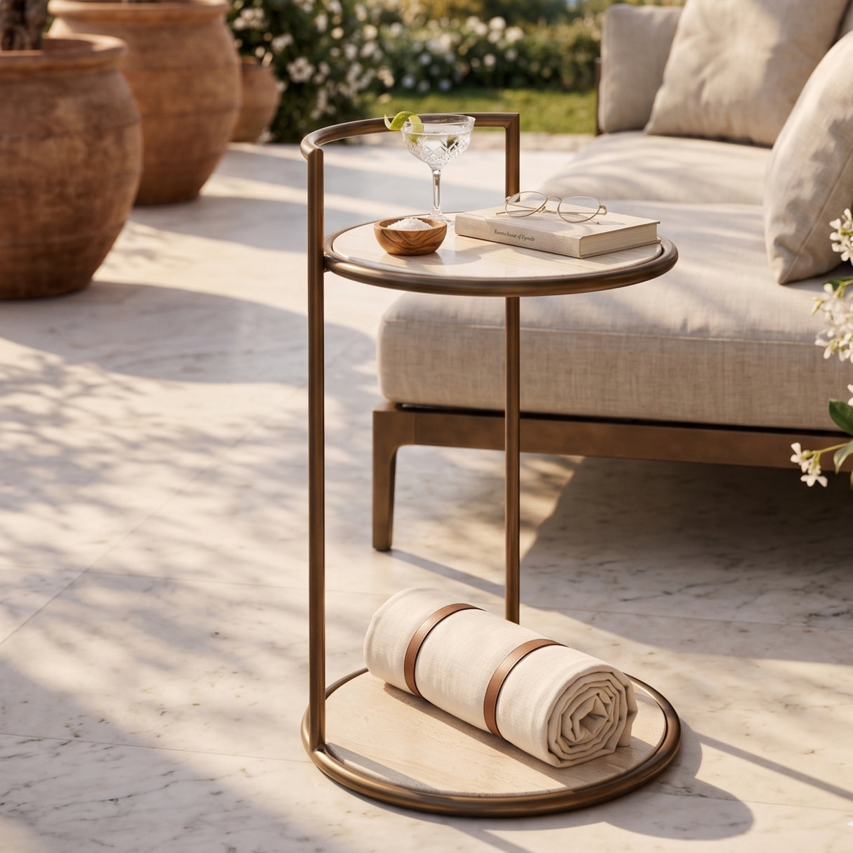 Gold Frame Indoor/Outdoor End Table | Oroa.com