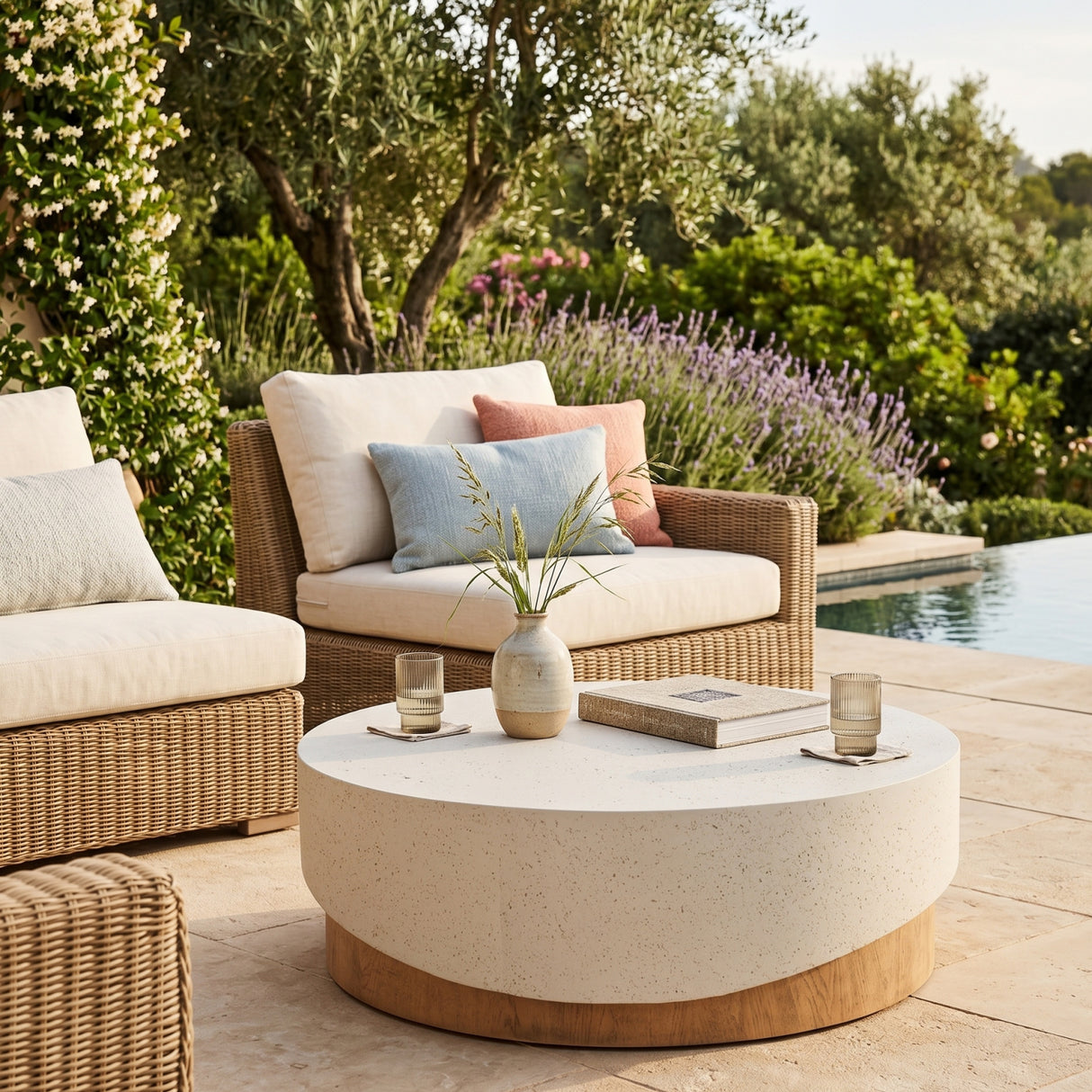 Cream Concrete Indoor/Outdoor Coffee Table | Oroa.com