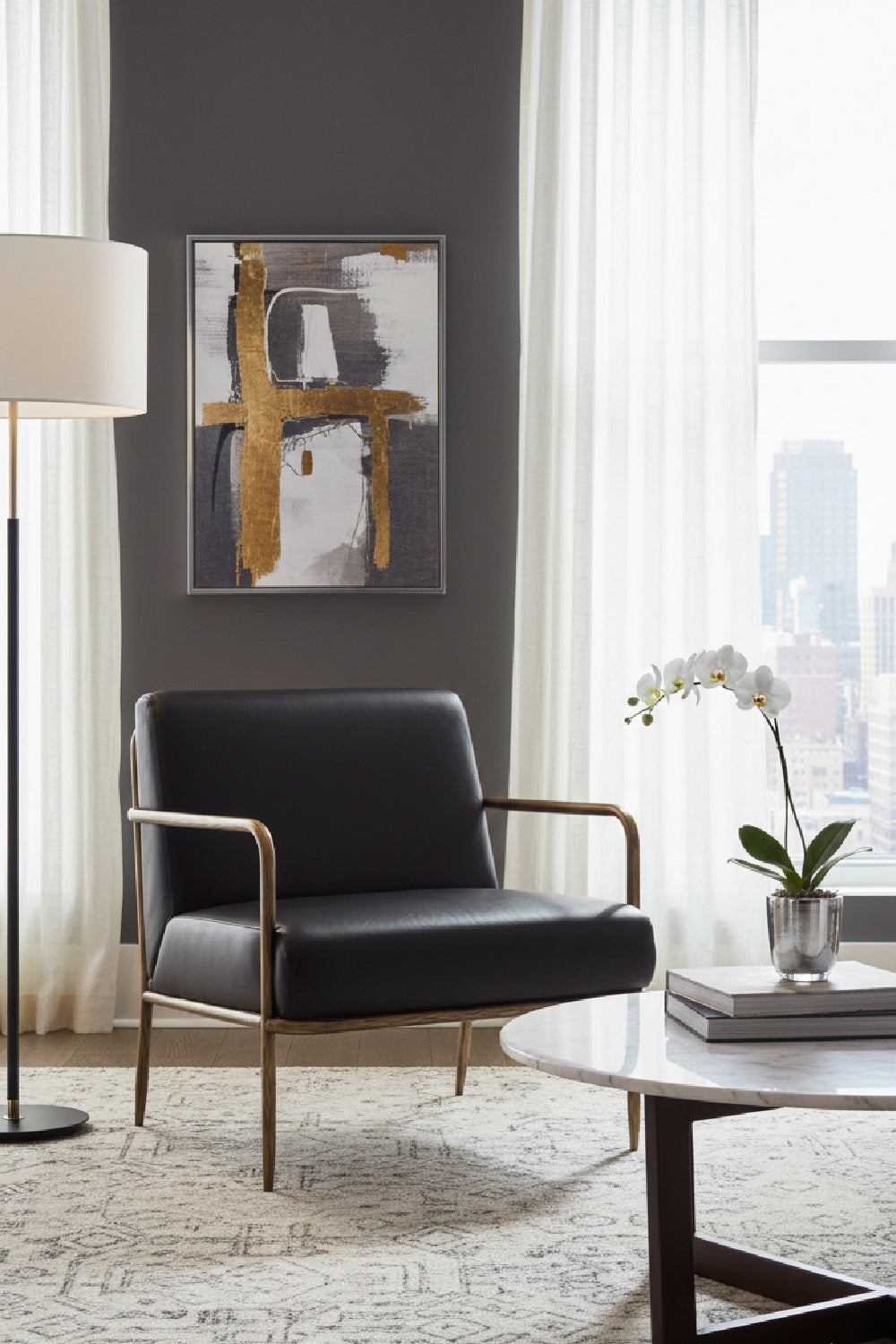 Modern European furniture - Hammered Brass Leather Lounge Chair - www.oroa.com | Oroa.com