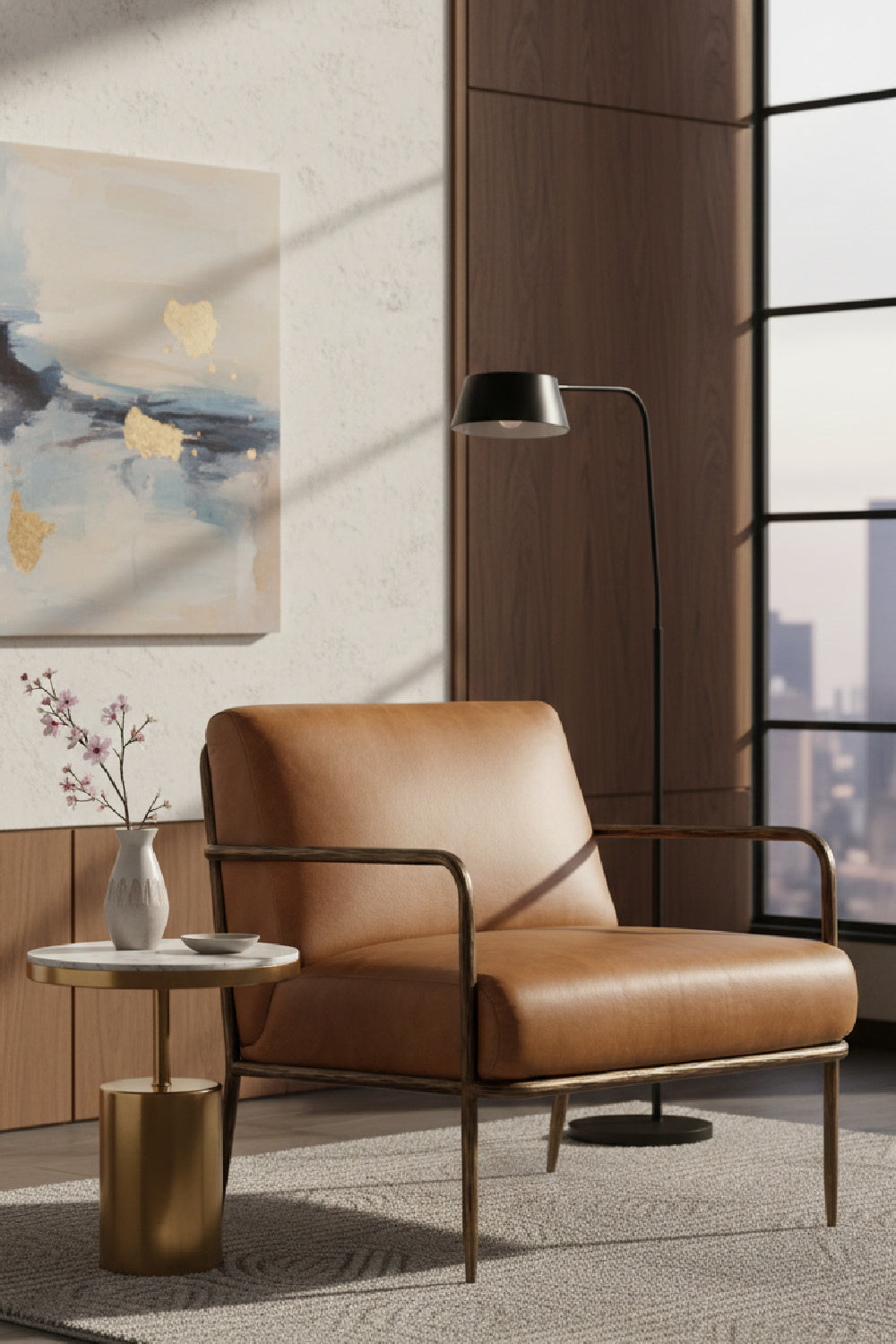 Modern European furniture - Hammered Brass Leather Lounge Chair - www.oroa.com | Oroa.com