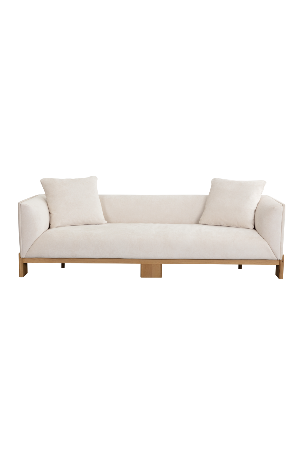 Modern European furniture - Oak Base White Upholstered Sofa - www.oroa.com | Oroa.com