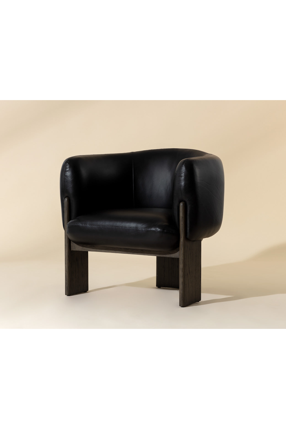Modern European furniture - Black Leather Curved Lounge Chair - www.oroa.com | Oroa.com