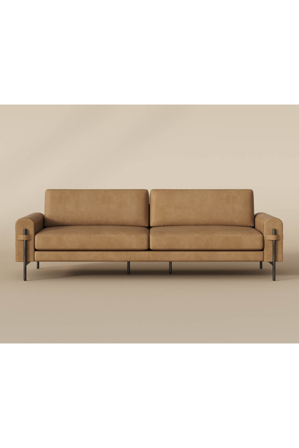 Modern European furniture - Brown Leather Strapped Sofa - www.oroa.com | Oroa.com
