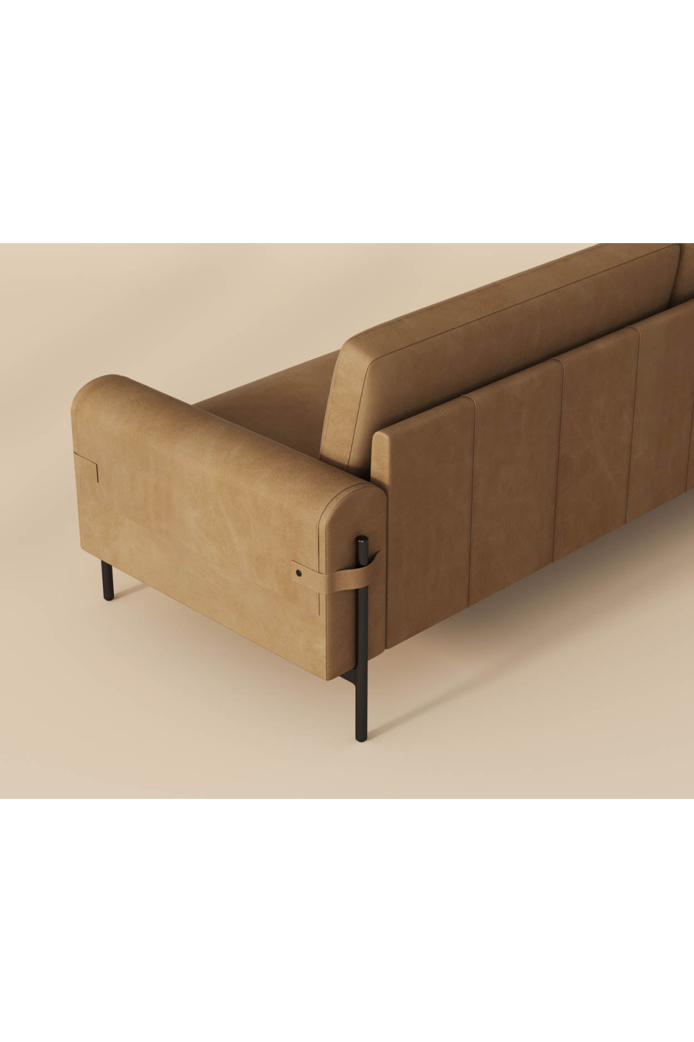 Modern European furniture - Brown Leather Strapped Sofa - www.oroa.com | Oroa.com