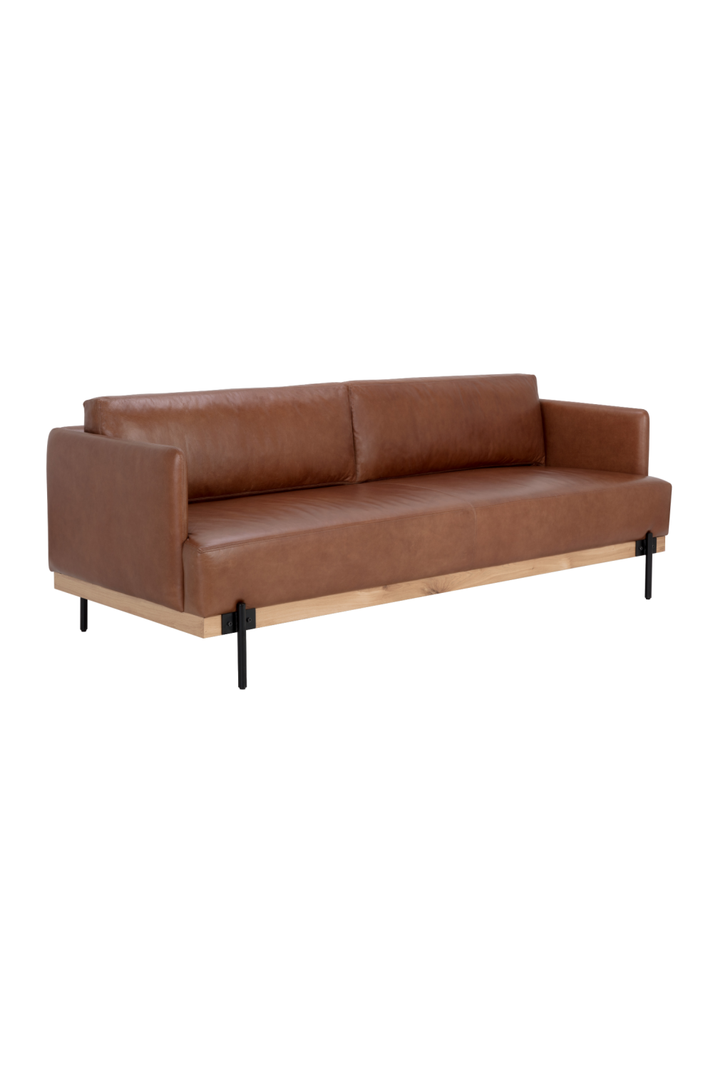 Modern European furniture - Oak Wood Frame Leather Sofa - www.oroa.com | Oroa.com
