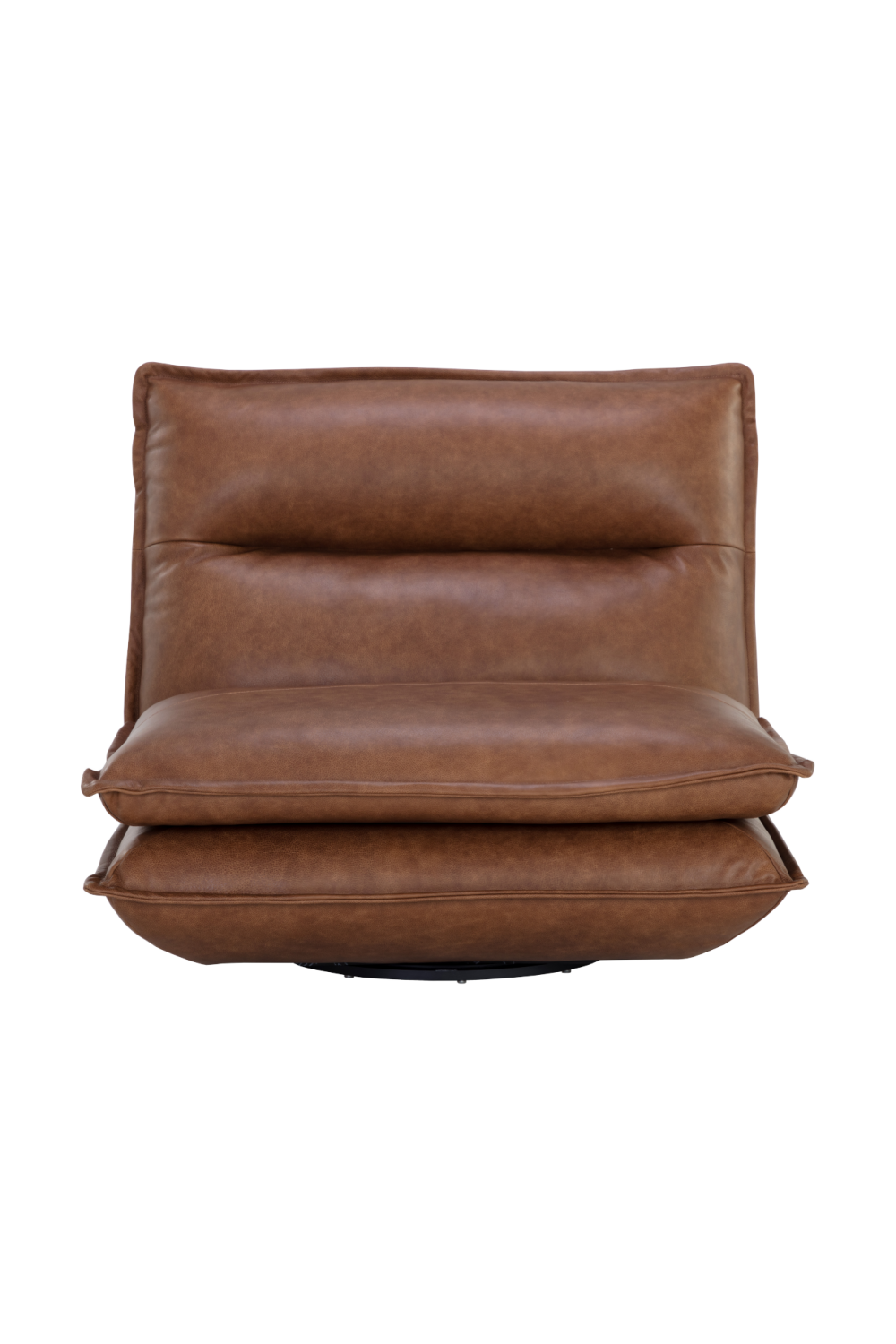 Modern European furniture - Brown Leather Swivel Armless Chair - www.oroa.com | Oroa.com