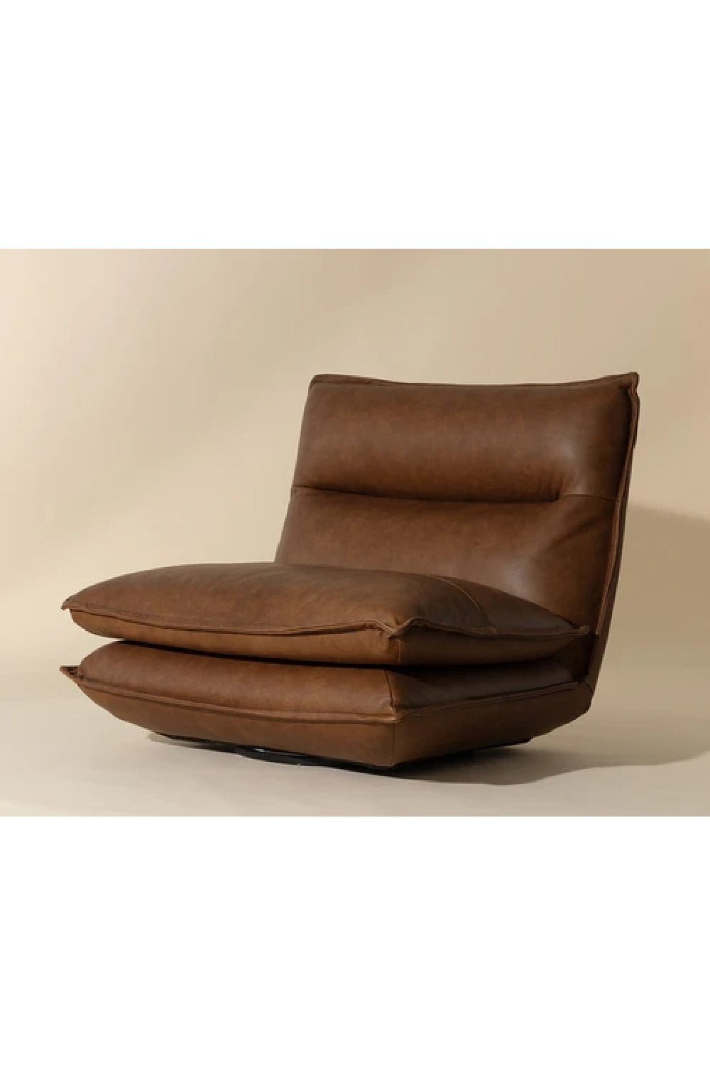 Modern European furniture - Brown Leather Swivel Armless Chair - www.oroa.com | Oroa.com