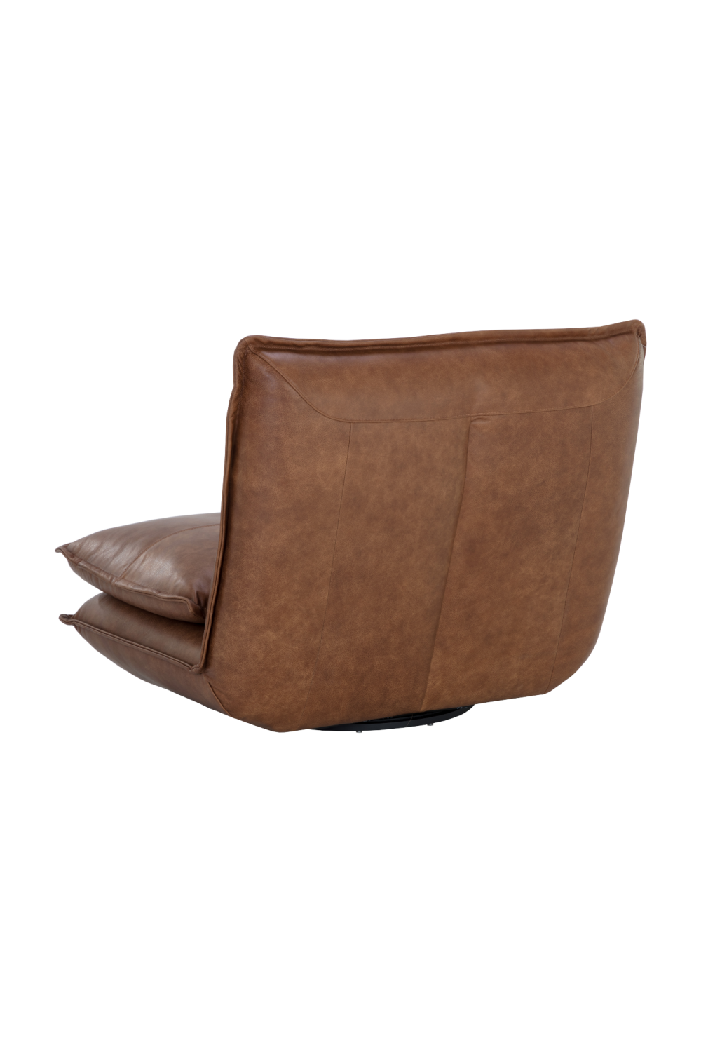 Modern European furniture - Brown Leather Swivel Armless Chair - www.oroa.com | Oroa.com
