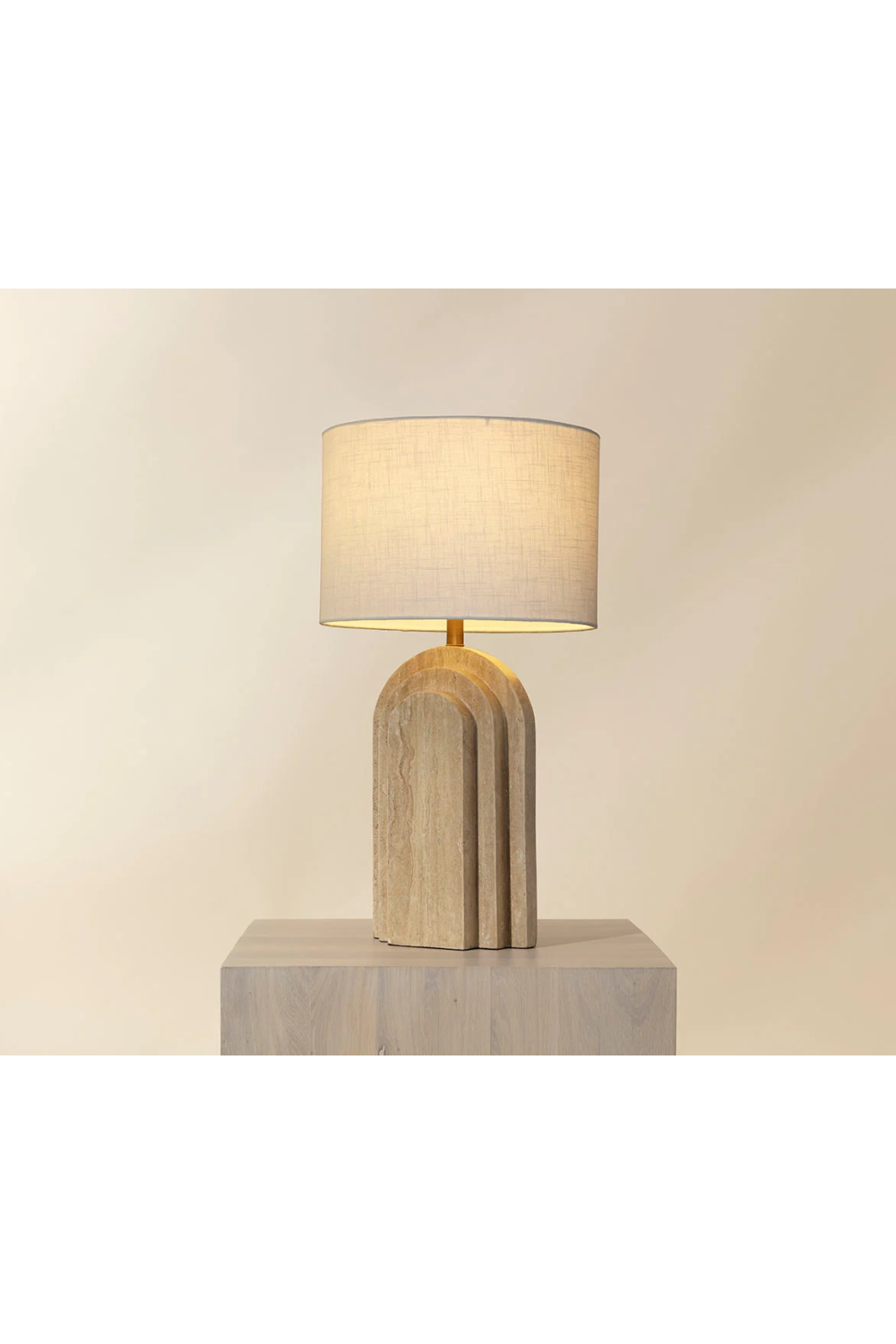 Modern European furniture - Arched Beige Travertine Table Lamp - www.oroa.com | Oroa.com