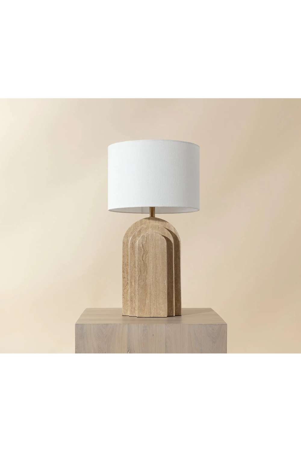 Modern European furniture - Arched Beige Travertine Table Lamp - www.oroa.com | Oroa.com