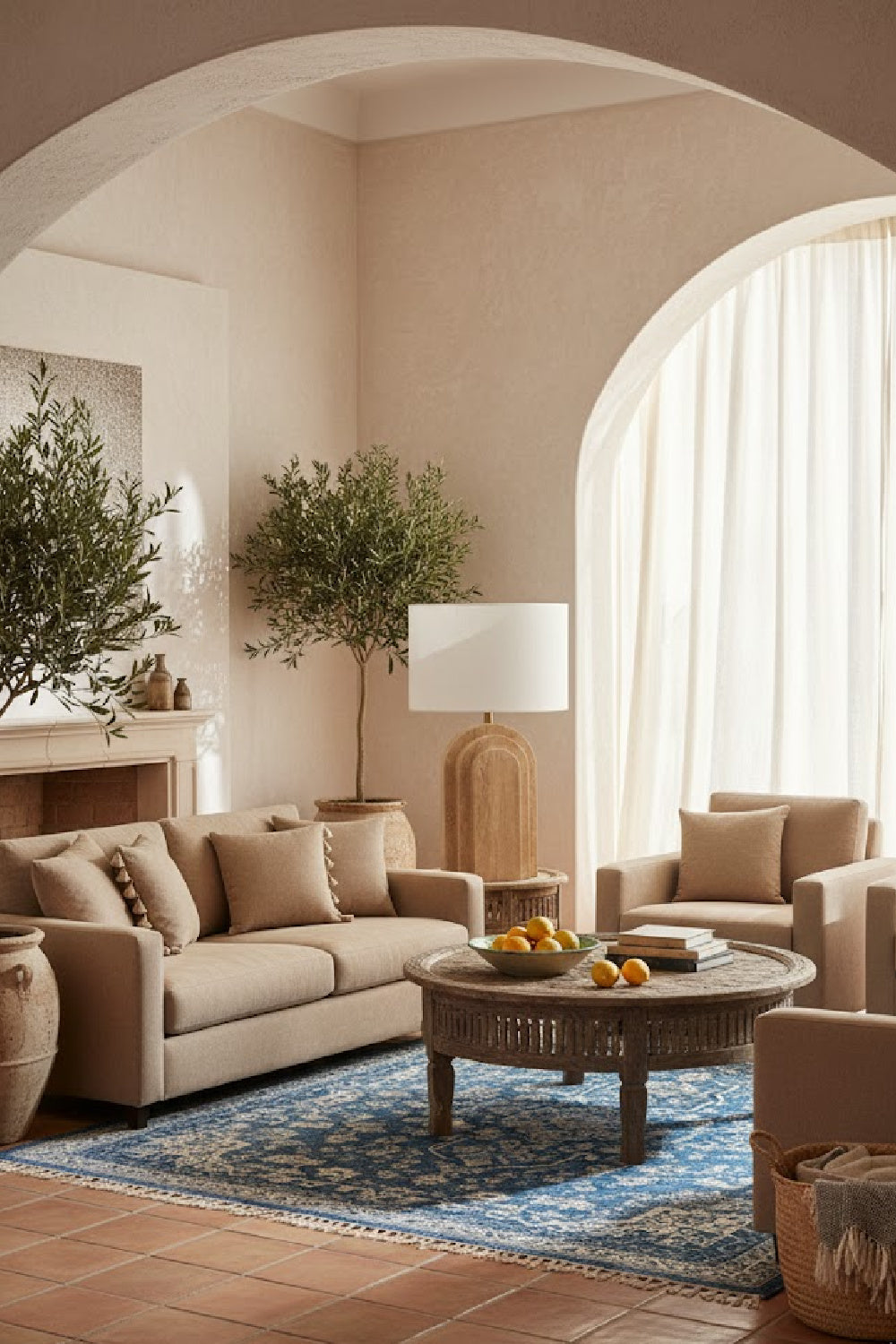 Modern European furniture - Arched Beige Travertine Table Lamp - www.oroa.com | Oroa.com