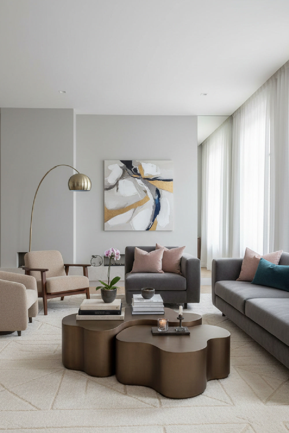 Modern European furniture - Antique Brass Nesting Coffee Tables - www.oroa.com | Oroa.com