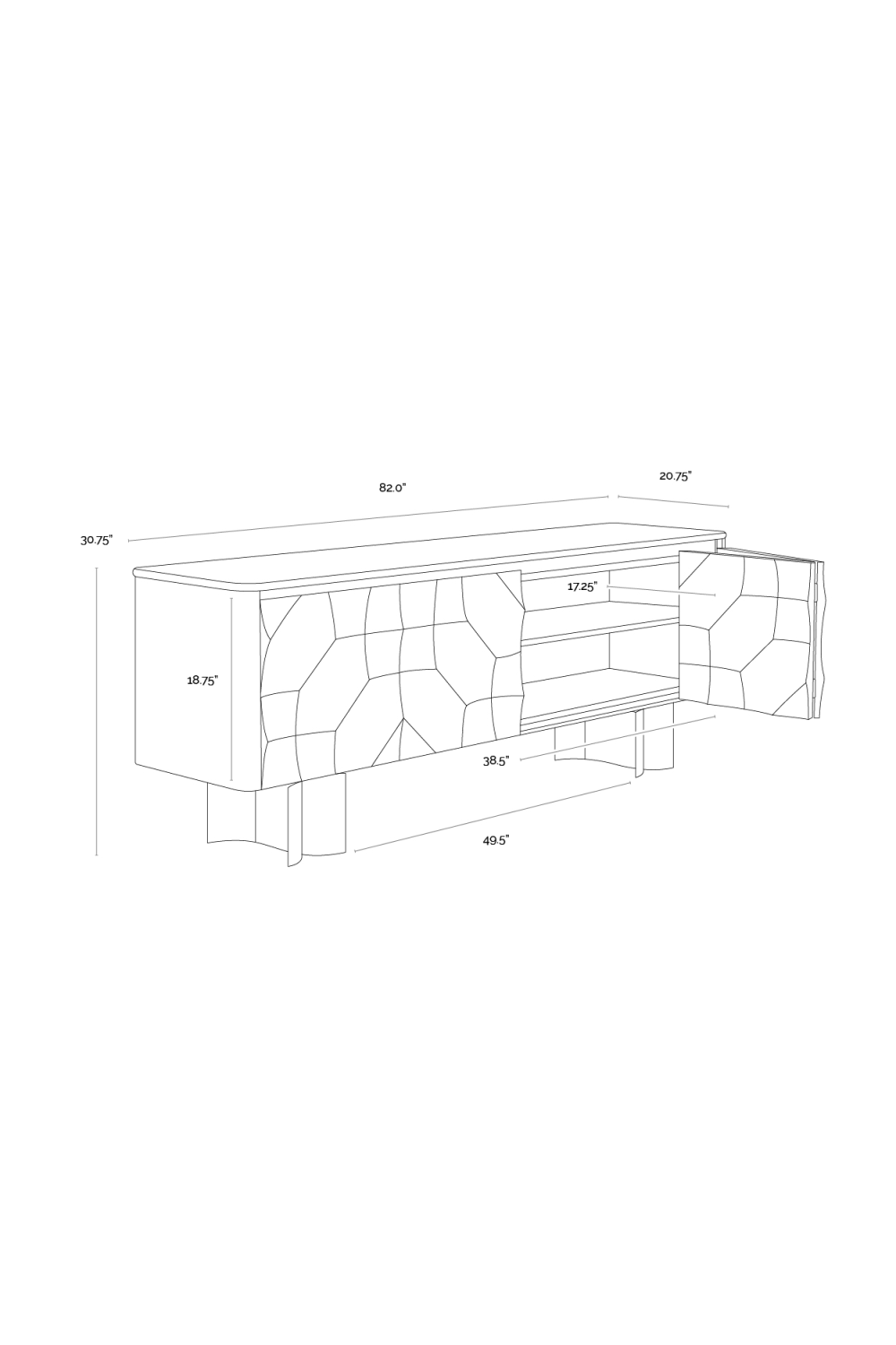 Modern European furniture - Faceted Black 4-Door Sideboard - www.oroa.com | Oroa.com