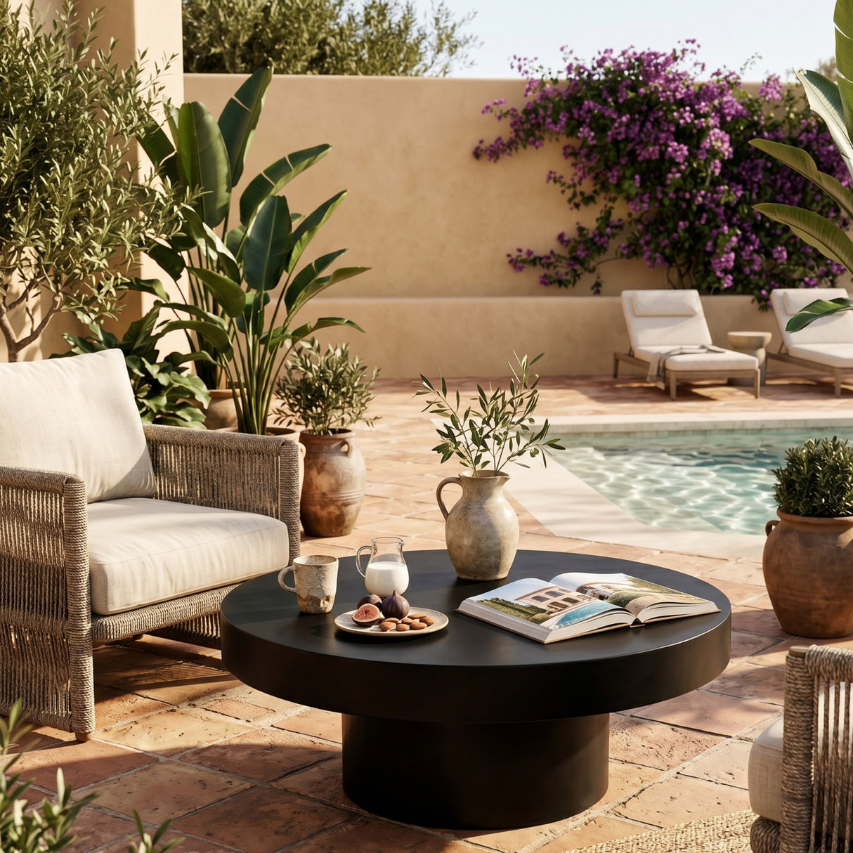 Round Gray Concrete Indoor/Outdoor Coffee Table | Oroa.com