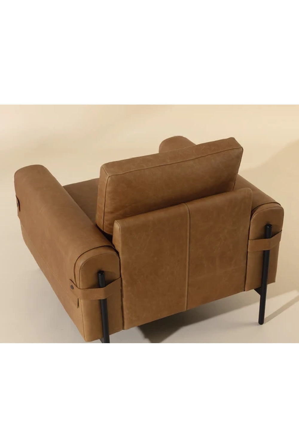 Modern European furniture - Strapped Brown Leather Lounge Chair - www.oroa.com | Oroa.com