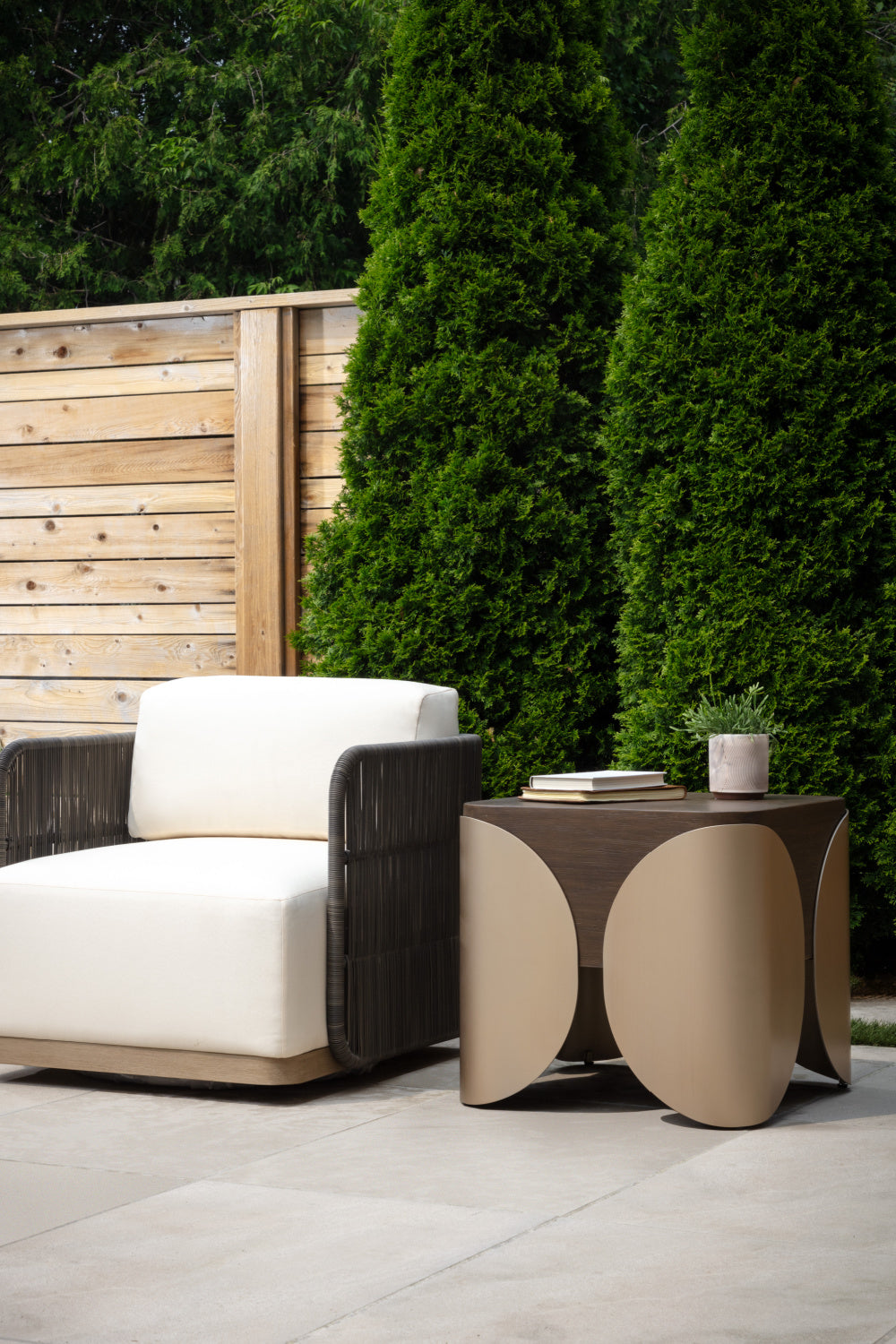Modern European furniture - Timber Effect Indoor/Outdoor Side Table - www.oroa.com | Oroa.com
