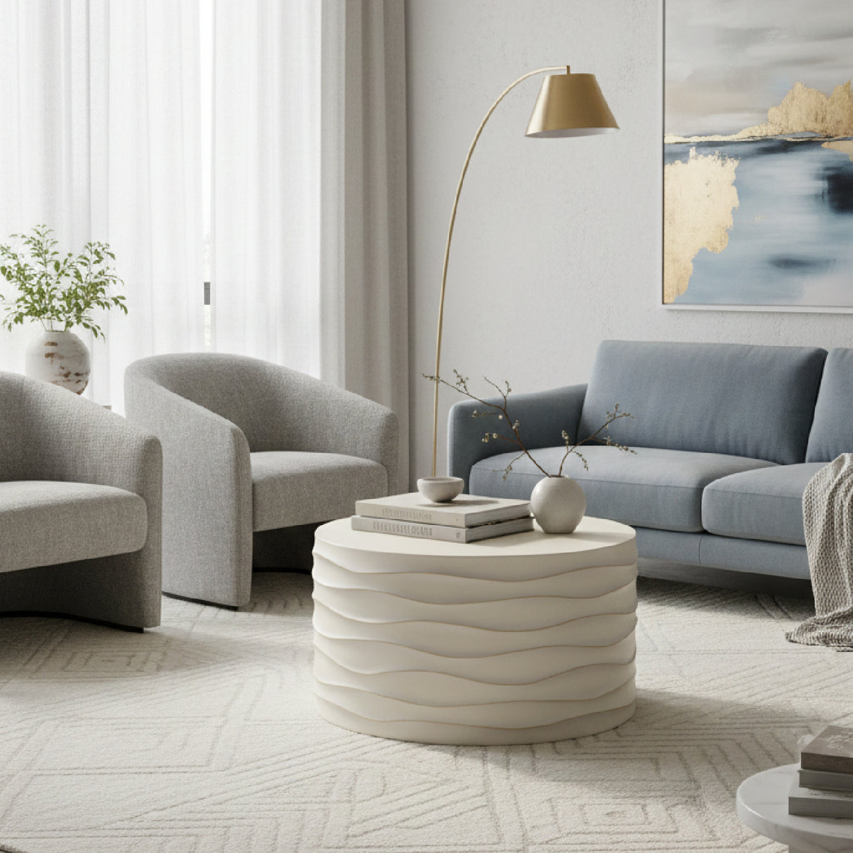 Modern European furniture - Hand-Sculpted Concrete Coffee Table - www.oroa.com | Oroa.com