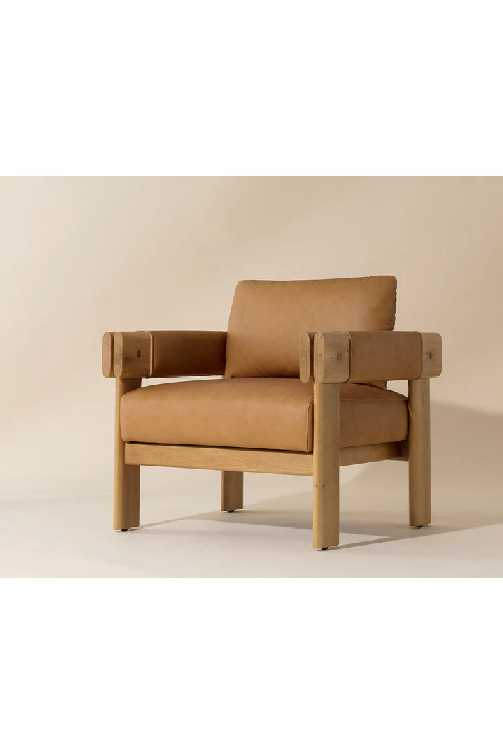 Modern European furniture - Oak Framed Leather Lounge Chair - www.oroa.com | Oroa.com