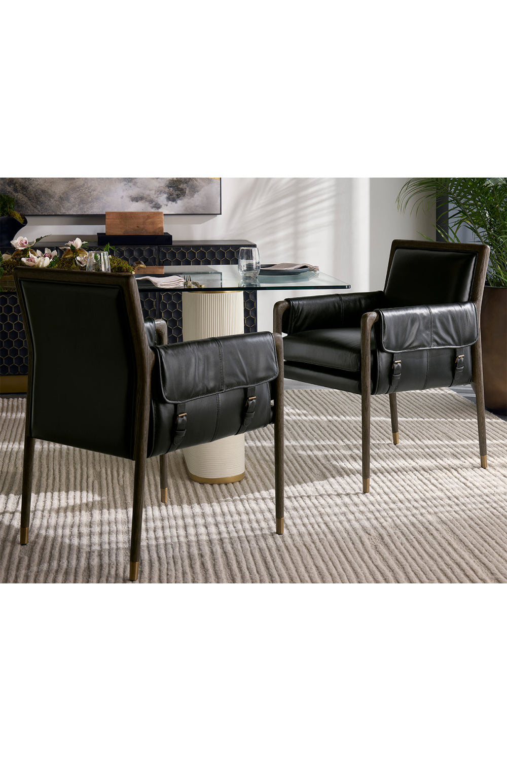 Modern European furniture - Buckle Flap Leather Dining Armchair - www.oroa.com | Oroa.com