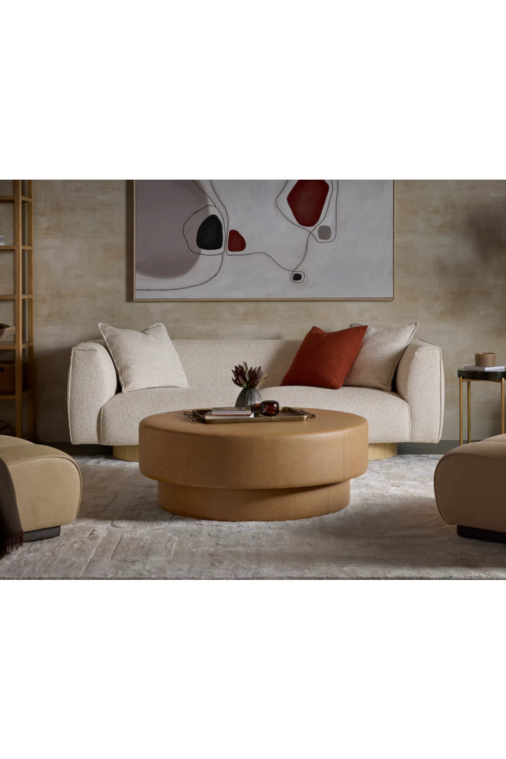 Modern European furniture - Round Leather Inspired Ottoman - www.oroa.com | Oroa.com